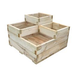 Forest Caledonian Tiered Garden Planter Natural Timber 900mm x 900mm x 588mm