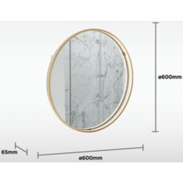 Sensio Aspect Round Bathroom Mirror Brushed Brass With 2240lm LED Light 600mm x 600mm