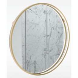 Sensio Aspect Round Bathroom Mirror Brushed Brass With 2240lm LED Light 600mm x 600mm