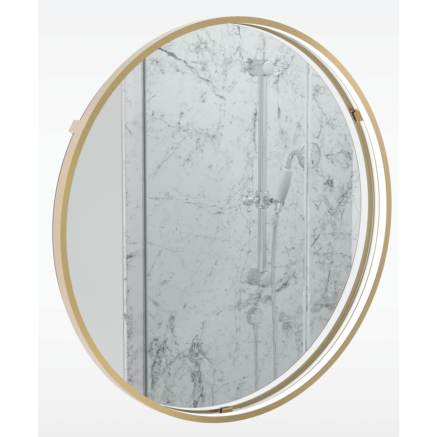 Sensio Aspect Round Bathroom Mirror Brushed Brass With 2240lm LED Light 600mm x 600mm (298PH)