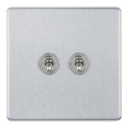LAP  20A 16AX 2-Gang 2-Way Toggle Switch  Brushed Stainless Steel