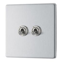 LAP  20A 16AX 2-Gang 2-Way Toggle Switch  Brushed Stainless Steel