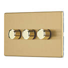 Contactum Lyric 3-Gang 2-Way LED Dimmer Switch  Brushed Brass