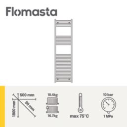 Flomasta 1800mm x 500mm 1750BTU Chrome Flat  Towel Radiator