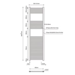 Flomasta 1800mm x 500mm 1750BTU Chrome Flat  Towel Radiator