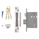 Smith & Locke Fire Rated  Satin Stainless Steel BS 5-Lever Mortice Sashlock 78mm Case - 57mm Backset