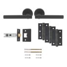 Smith & Locke Coniston Door Handle, Latch & Hinge Set Matt Black 6 Pcs