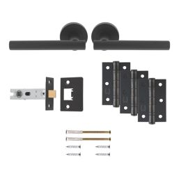 Smith & Locke Coniston Door Handle, Latch & Hinge Set Matt Black 6 Pcs