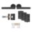 Smith & Locke Coniston Door Handle, Latch & Hinge Set Matt Black 6 Pcs
