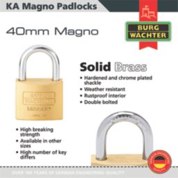 Burg-Wachter  Keyed Alike    Padlocks Brass 40mm 10 Pack