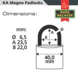Burg-Wachter  Keyed Alike    Padlocks Brass 40mm 10 Pack
