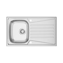 Clearwater TRION 1 Bowl Stainless Steel Single Drainer Reversible Kitchen Sink Polished/Satin 860mm x 500mm