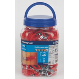 Rawlplug Uno Plastic Wall Plugs & Screws 6mm x 28mm 500 Pack