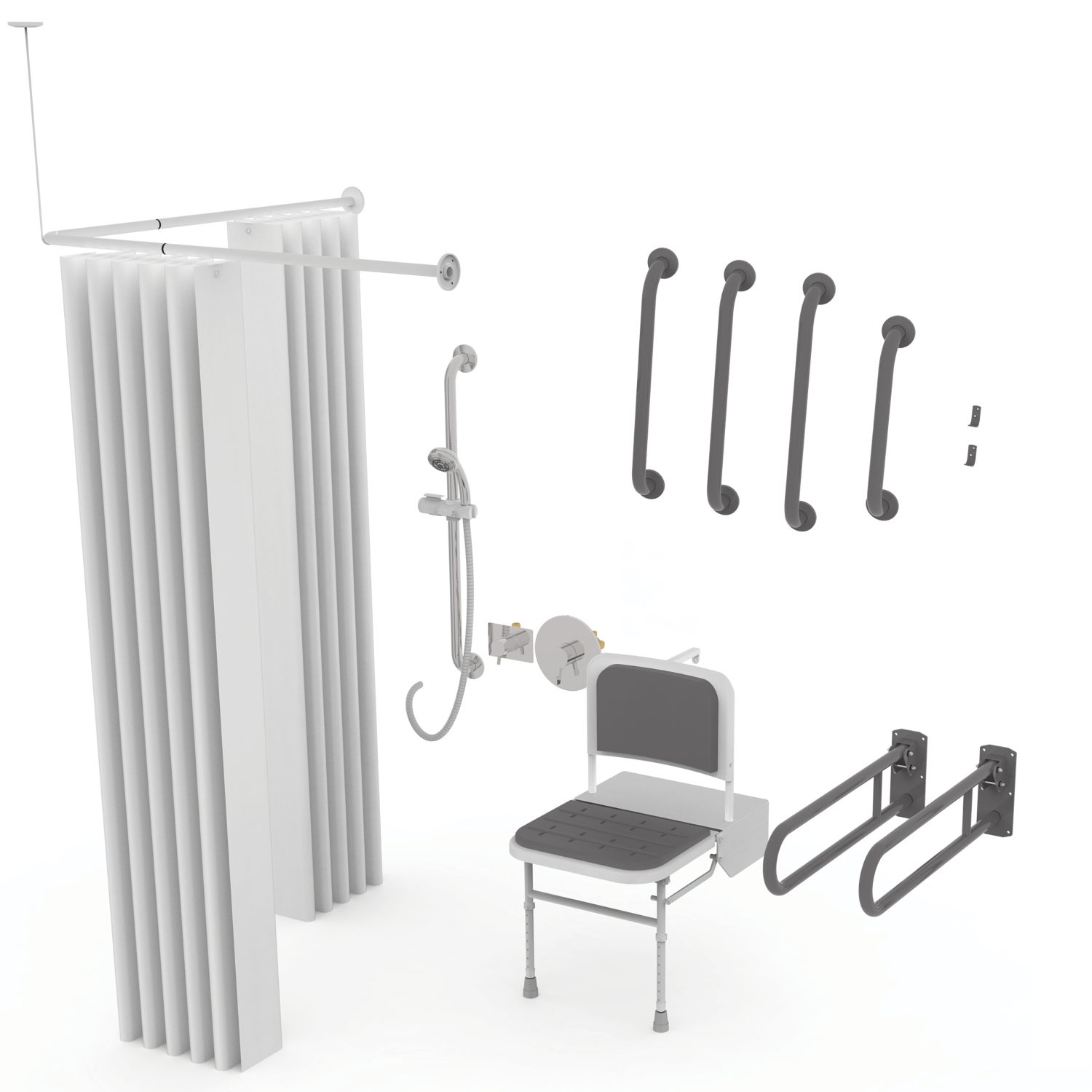 Nymas Doc M Concealed Valve Shower Pack Grey 17 Piece Set (299JM)