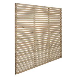 Forest  Single-Slatted  Fence Panels Natural Timber 6' x 6' Pack of 3