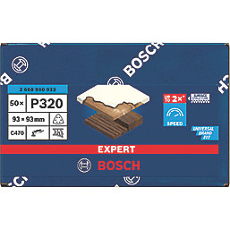 Bosch Expert C470 320 Grit 6-Hole Punched Multi-Material Sanding Sheets 93mm x 93mm 50 Pack
