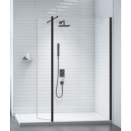 Triton Neo  Frameless Showerwall & Swivel Panel Black 900mm x 2000mm