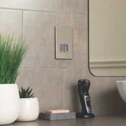 Knightsbridge  2-Gang Dual Voltage Shaver Socket 115 V / 230V Polished Chrome with Colour-Matched Inserts