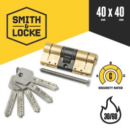 Smith & Locke Fire Rated 3 Star Diamond Double Cylinder Lock 40-40 (80mm) Polished Brass