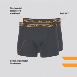 Site 2 Pack Black Medium Mens Boxer Shorts