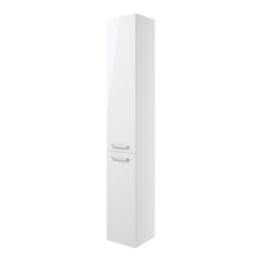 Ohio Tall Floor-Standing Bathroom Storage Unit White Gloss 350mm x 348mm x 1900mm