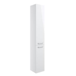 Ohio Tall Floor-Standing Bathroom Storage Unit White Gloss 350mm x 348mm x 1900mm