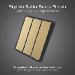 British General Evolve 20A 16AX 3-Gang 2-Way Light Switch  Satin Brass