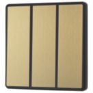 British General Evolve 20A 16AX 3-Gang 2-Way Light Switch  Satin Brass