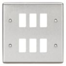 Knightsbridge  6-Module Grid Faceplate Brushed Chrome