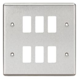 Knightsbridge  6-Module Grid Faceplate Brushed Chrome
