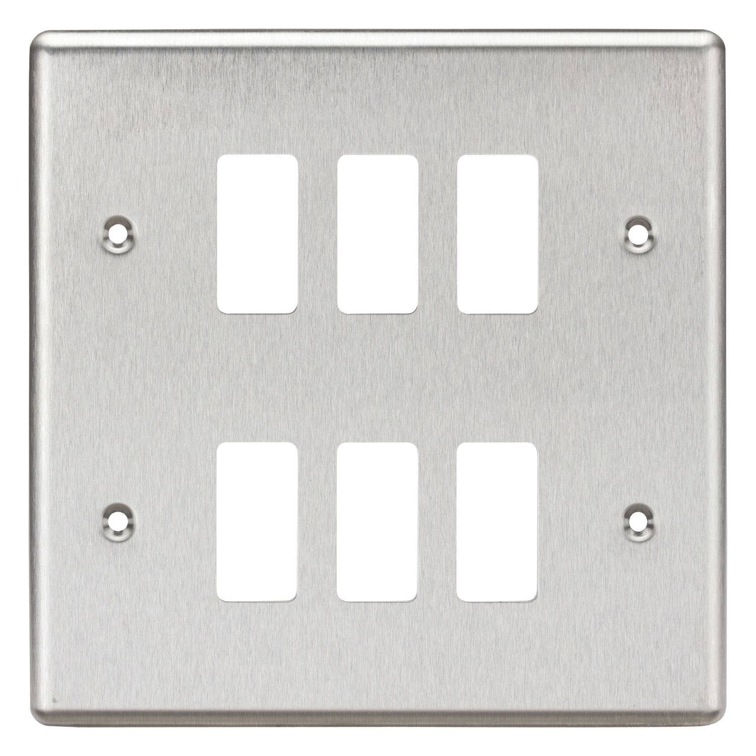Knightsbridge 6-Module Grid Faceplate Brushed Chrome (300CR)
