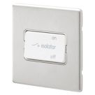 MK Aspect 10A 1-Gang 3-Pole Fan Isolator Switch Brushed Stainless Steel  with White Inserts
