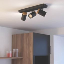 Eglo Consuma Rectangular 3-Light Spotlight Black & Brown