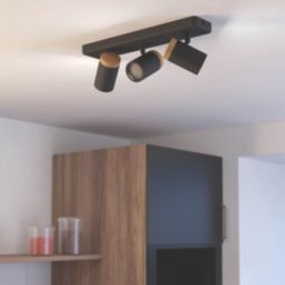 Eglo Consuma Rectangular 3-Light Spotlight Black & Brown