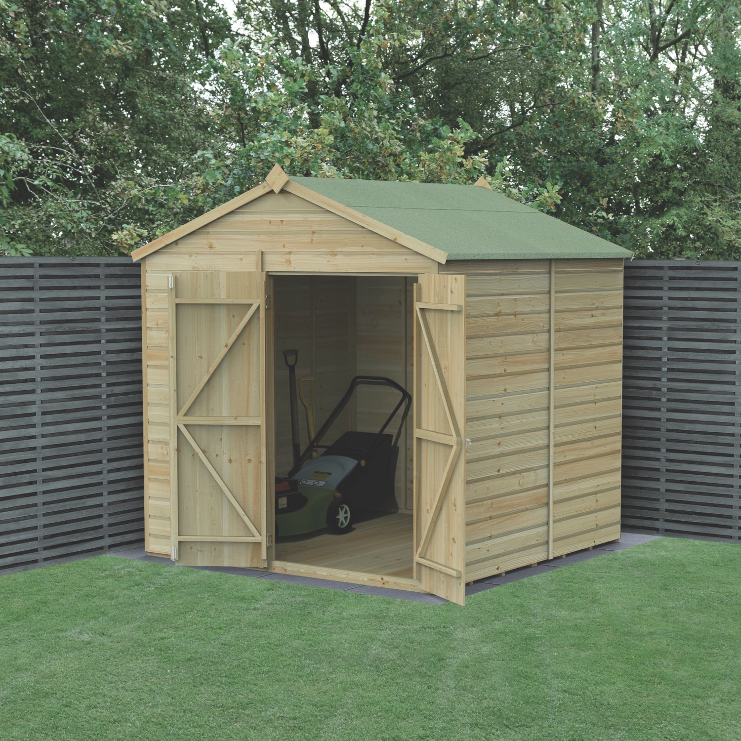 Forest Beckwood 7' x 7' (Nominal) Reverse Apex Shiplap Timber Shed with Base (300RF)
