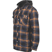 Dickies Hood Flannel Shirt Fleece Navy/Brown 16.5" Collar 41" Chest