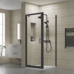 ETAL  Framed Square Pivot Door Shower Enclosure & Tray  Matt Black 795mm x 790mm x 1940mm