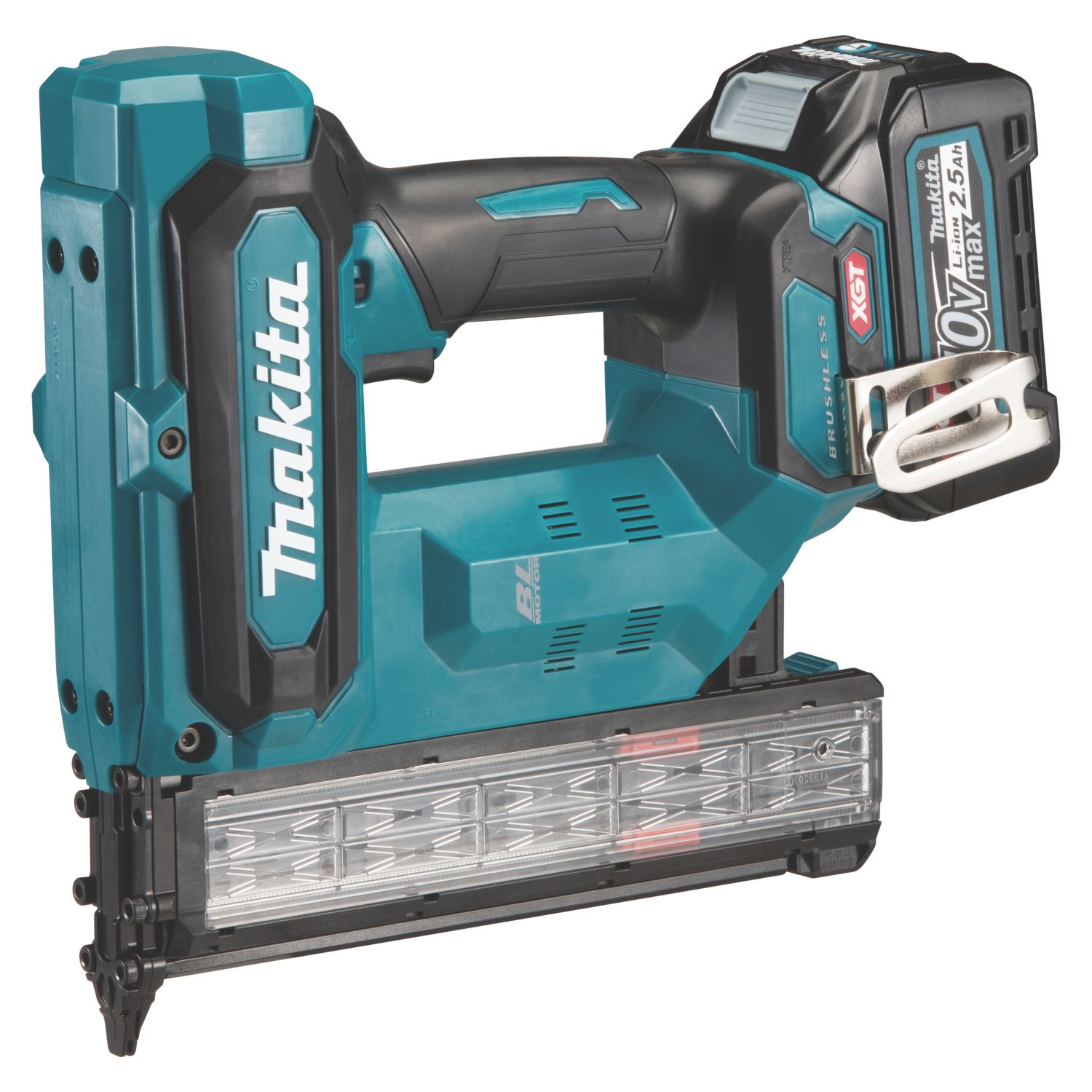 Makita FN001GD201 40mm 40V 2 x 2.5Ah Li-Ion XGT Brushless Second Fix Cordless Nail Gun (300VV)