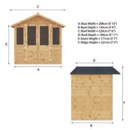 Mercia Traditional 7' x 5' (Nominal) Apex Timber Summerhouse
