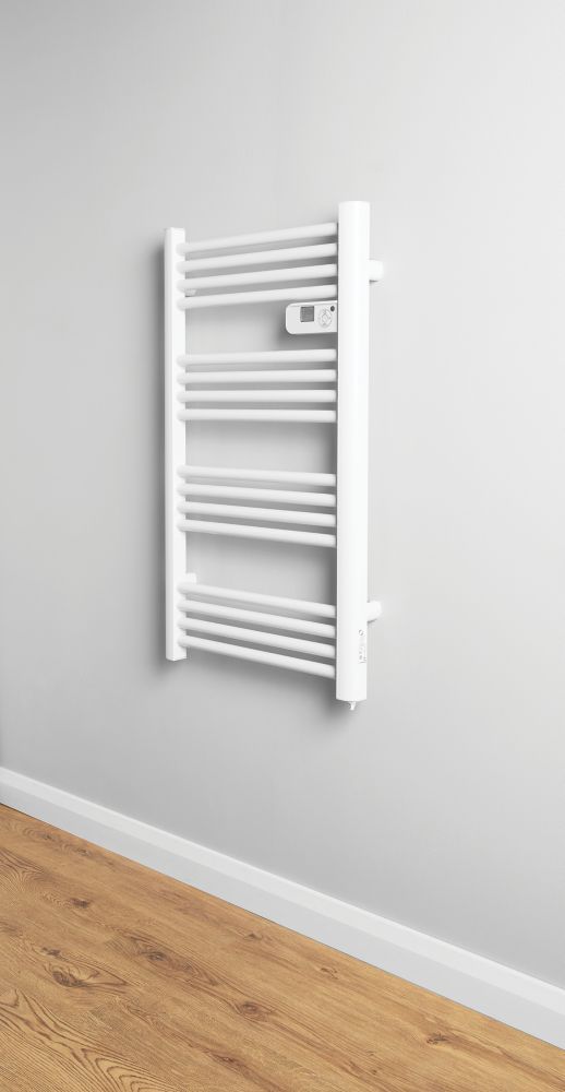 Electric Pre Filled Towel Radiator 980mm x 550mm White 800BTU