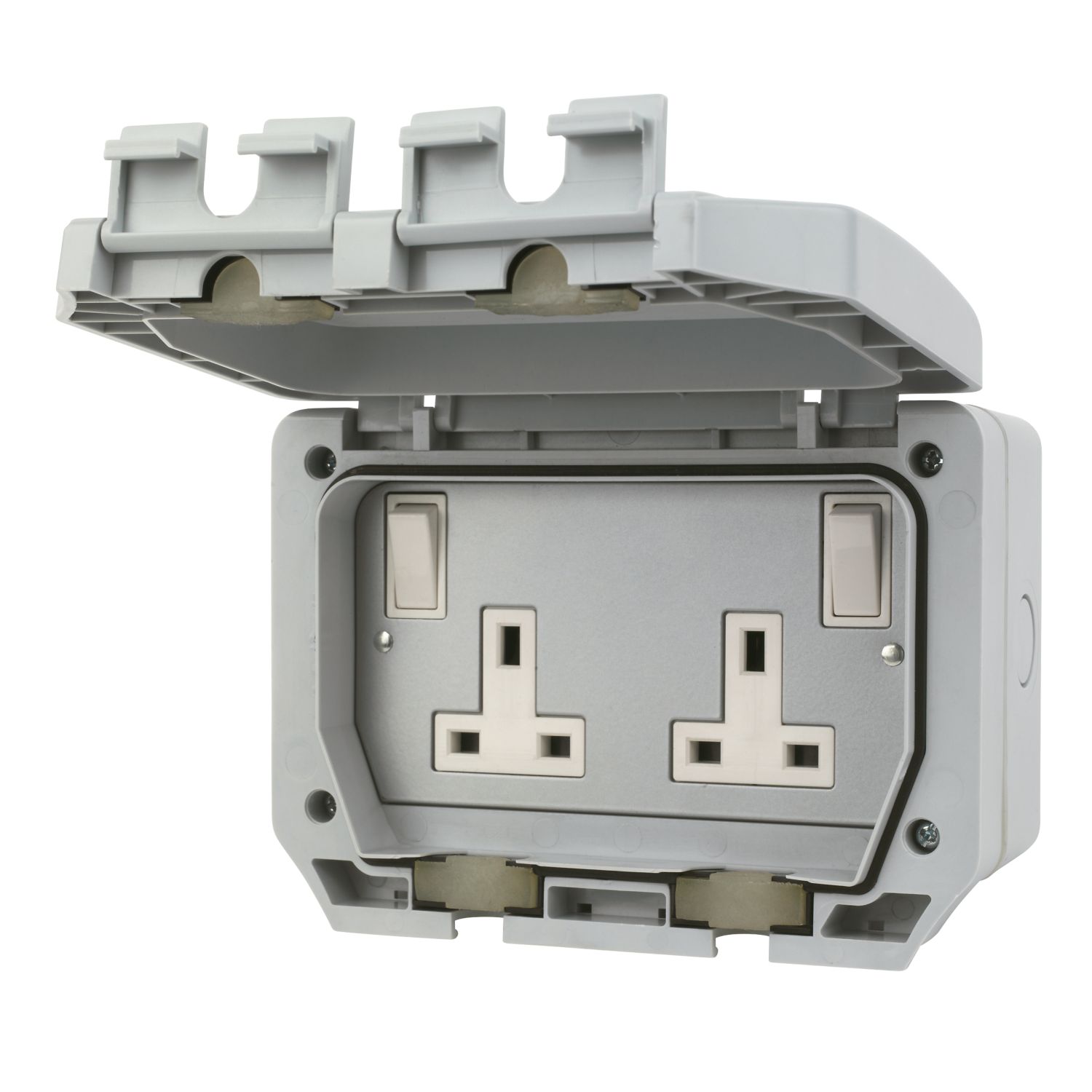 LAP IP66 13A 2-Gang DP Weatherproof Outdoor Switched Socket (30139)