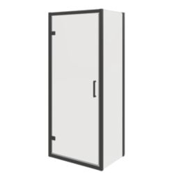 Essentials Semi-Framed Shower Enclosure Side Panel Matt Black 900mm