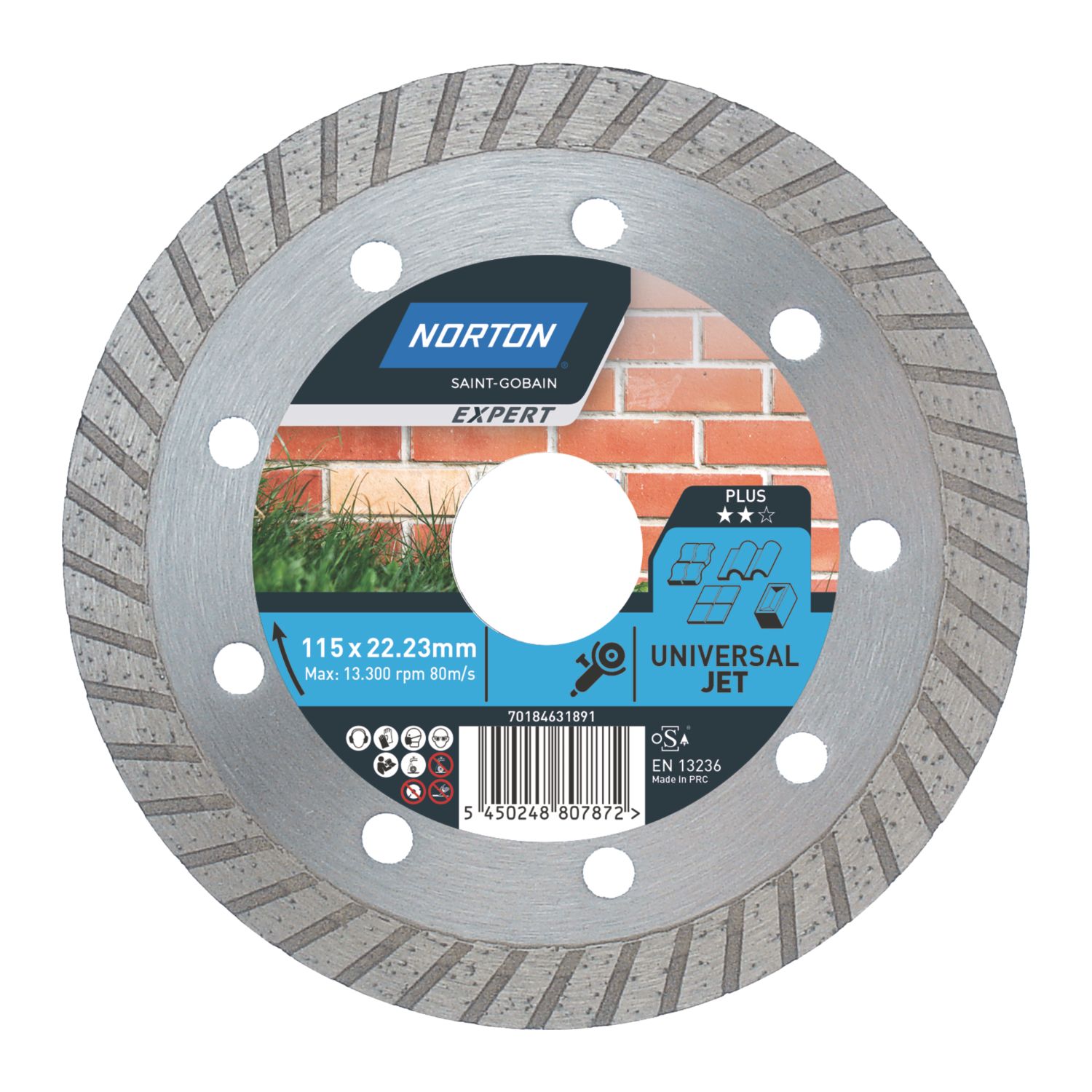 Norton Expert 70184631984 Multi-Material Diamond Blade 115mm x 22.23mm (301EC)