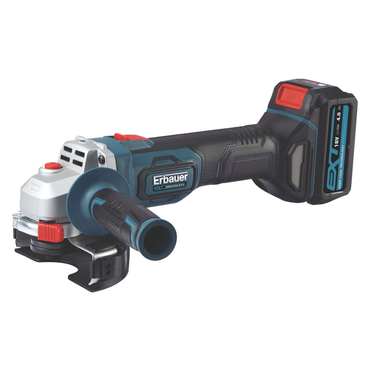 Erbauer EAG18-Li 18V 1 x 4.0Ah Li-Ion EXT 4 1/2" Brushless Cordless Angle Grinder (301FV)