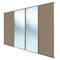 Spacepro Classic 4-Door Sliding Wardrobe Door Kit Stone Grey Frame Stone Grey / Mirror Panel 2978 x 2260mm