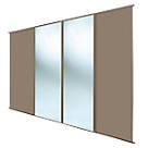Spacepro Classic 4-Door Sliding Wardrobe Door Kit Stone Grey Frame Stone Grey / Mirror Panel 2978mm x 2260mm