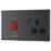 LAP  45A 2-Gang DP Cooker Switch & 13A DP Switched Socket Slate Grey with LED with Black Inserts