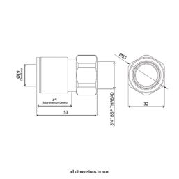 Flomasta  Brass Push-Fit Adapting Female Coupler Pipe Fitting Adaptor 22mm x 3/4"