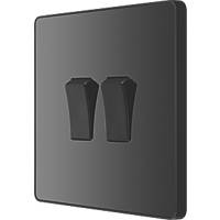 British General Evolve 20 A  16AX 2-Gang 2-Way Light Switch  Black with Black Inserts