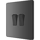 British General Evolve 20 A  16AX 2-Gang 2-Way Light Switch  Black with Black Inserts